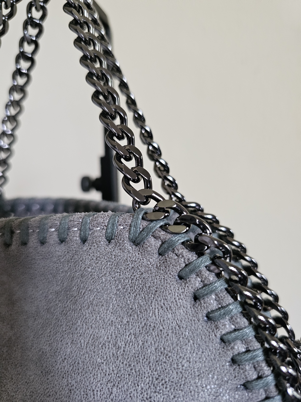 Gray Chain-Trim Suede Crossbody Bag - Picture 5 of 11